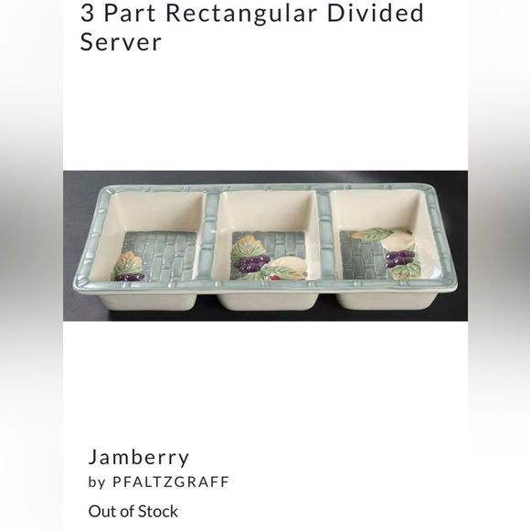 Pfaltzgraff Jamberry Basketweave 14” rectangular 3-part divided Dish - Picture 2 of 9